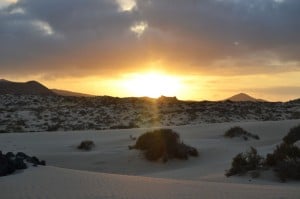 Sonnenuntergang über den Dünen von Corralejo, Fuerteventura