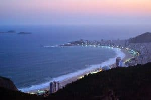 Zuckerhut (Pao de Acucar) in Rio de Janeiro, Brasilien, zum Sonnenuntergang