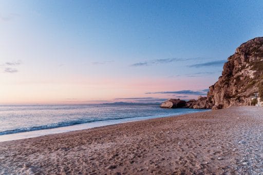 Kathisma Beach zum Sonnenuntergang, Lefkada, Griechenland